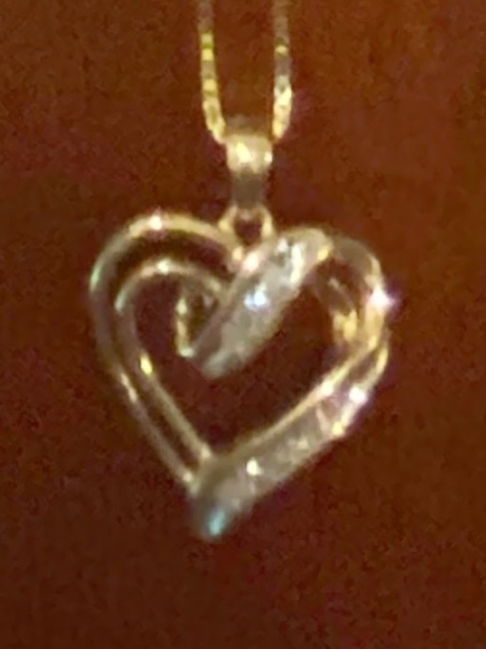 10K Solid Yellow Gold Diamond Ribbon Heart Pendant with Diamond Accents. - Picture 15 of 16